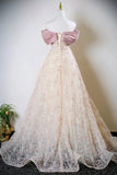 Pink Beading Appliques Off The Shoulder Blushing Prom Dress