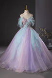 Tulle Ombre Sequin Lilac & Blue A Line Prom Dress