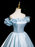 Shoulder Satin Ruffles A-Line Off the Prom Dress