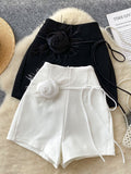 Chic Floral Accented High-Waist Shorts