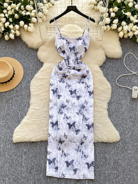 Figure-Flattering Butterfly Patterned Dress – Sassymyprom