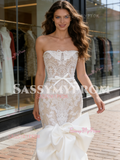 Strapless Lace Bow Trumpet Mermaid Wedding Dress