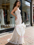 Strapless Lace Bow Trumpet Mermaid Wedding Dress