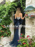 Sweetheart Sequin Silver Tulle Trumpet Mermaid Prom Dress
