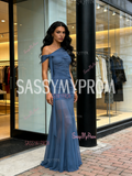 Off The Shoulder Mermaid Tulle Ruched Prom Dress
