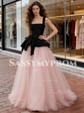 Velvet Straps Tulle A Line Pink A Line Prom Dress