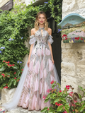 Halter Pink Sequin A Line Tulle Beading Prom Dress