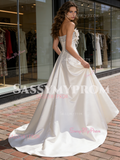 Satin Strapelss Trumpet Mermaid Flower Beading Wedding Dress