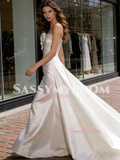 Satin Strapelss Trumpet Mermaid Flower Beading Wedding Dress