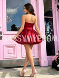 Red Sweetheart Short Mini Satin Homecoming Dress