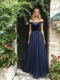 Crystal Beading Velvet Tulle Purple Prom Dress