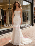 Sweetheart Trumpet Mermaid Lace Tulle Wedding Dress