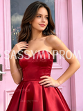 Red Sweetheart Short Mini Satin Homecoming Dress