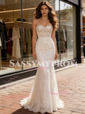 Sweetheart Trumpet Mermaid Lace Tulle Wedding Dress