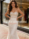 Sweetheart Trumpet Mermaid Lace Tulle Wedding Dress