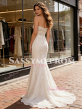 Sweetheart Trumpet Mermaid Lace Tulle Wedding Dress