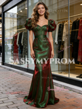Short Sleeves Trumpet Mermaid 2 Colors Organza Prom Dress