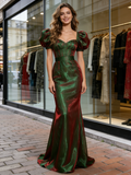 Short Sleeves Trumpet Mermaid 2 Colors Organza Prom Dress
