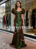 Short Sleeves Trumpet Mermaid 2 Colors Organza Prom Dress