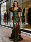 Short Sleeves Trumpet Mermaid 2 Colors Organza Prom Dress