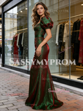 Short Sleeves Trumpet Mermaid 2 Colors Organza Prom Dress