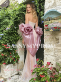 Trumpet Mermaid Organza Pink Sweetheart Wrap Prom Dress