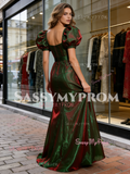 Short Sleeves Trumpet Mermaid 2 Colors Organza Prom Dress