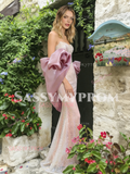 Trumpet Mermaid Organza Pink Sweetheart Wrap Prom Dress