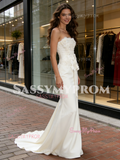 Strapless Bow Trumpet Mermaid Satin Wedding Dress
