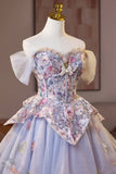 Light Purple Tulle Floral Short Homecoming Dress