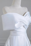 Off The Shoulder A Line Ruched Satin Wedding Dress