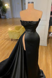 Sweetheart Satin Trumpet Mermaid Black Beading Prom Dress
