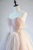Sweetheart Sheer Layered Blush Pink Strapless Prom Dress