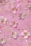 A-Line Spaghetti Straps Pink Applique Tulle Prom Dress