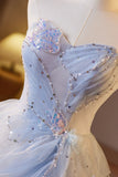 Tulle Short Floral Purple Sparkling Homecoming Dress