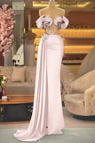 Crystal Embellished Cutout Satin Royal Blue Prom Dress
