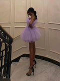 Purple Tulle Short Layers Homecoming Dress