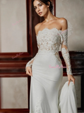 Trumpet Mermaid Off The Shoulder Long Sleeve Lace Wedding Dress