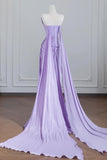 Shawl Satin Trumpet Mermaid Lilac Strapless Prom Dress