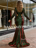 Long Sleeve Cut Out Organza Trumpet High Neck Mermaid Prom Dress