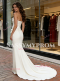 Strapless Bow Trumpet Mermaid Satin Wedding Dress