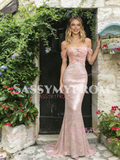 Off The Shoulder Tulle Ruched Sequin Pink Prom Dress