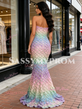 Lace Rainbow Trumpet Mermaid Sweetheart Prom Dress
