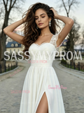Cap Sleeve Sweetheart Lace A Line Tulle Wedding Dress With Slit