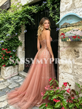 Rose Gold Sequin Sweetheart Tulle Trumpet Mermaid Prom Dress