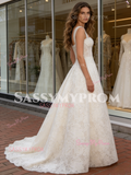Straps A Line Sleeveless Lace Wedding Dress
