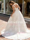 Straps A Line Sleeveless Lace Wedding Dress