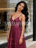 Spaghetti Straps Sparkle Tulle A Line Prom Dress