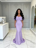 Off The Shoulder Satin Lavender Trumpet Mermaid Prom Dress