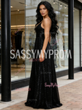 Spaghetti Straps Sparkle Tulle A Line Prom Dress